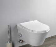 Sapho Avva Cleanwash Závěsná Wc Mísa, Integrovaná Baterie A Bidet. Sprška, Rimless, 35,5x53cm, Bílá