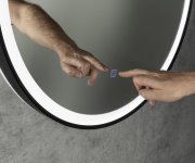 Aqualine Stago Kulaté Zrcadlo S Led Osvětlením ø 60cm, Kožený Pásek, Dotykový Senzor, Stmívatelné, černá Mat