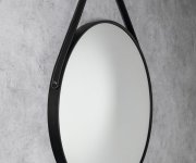 Aqualine Stago Kulaté Zrcadlo ø 60cm, Kožený Pásek, černá Mat