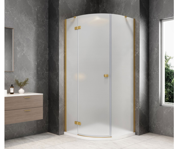 Polysan Globe Gold Matt čtvrtkruhový Sprchový Kout 1000x1000mm, Matné Sklo, Levé
