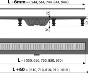 Plastový Podlahový žlab Alca Simple S Matným Roštem, Délka 950 Mm - Mat ALC-APZ10-950M