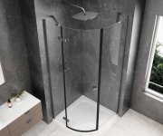 Polysan Globe Gun Metal čtvrtkruhový Sprchový Kout 900x900mm, čiré Sklo, Levé
