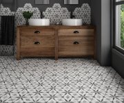 Vzorovaná dlažba Equipe Bardiglio Hexagon Decor Flower 17,5x20