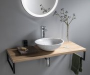 Sapho Blok Kamenné Umyvadlo Na Desku ø 42cm, Bílá Carrara Mat
