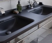 Kerasan Waldorf Keramické Dvojumyvadlo 150x55cm, černá Mat