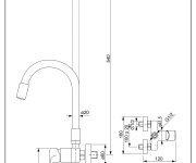 Dakota, Dřezová Stěnová Baterie S Flexi šedým Ramínkem, Rozteč 100mm DAK151003
