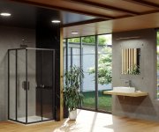 Sprchový kout Blix Slim BLSRV2 - BLSRV2 90x90, černá+transparent X1LM70300Z1
