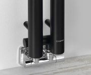 Sapho Pilon Otopné Těleso 122x1800mm, Se Dvěma Háčky Pro Ručník, černá Mat