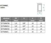 Víčko šestihran, Vnitřní Závit - Mosaz - 3/8" 07750MZ38
