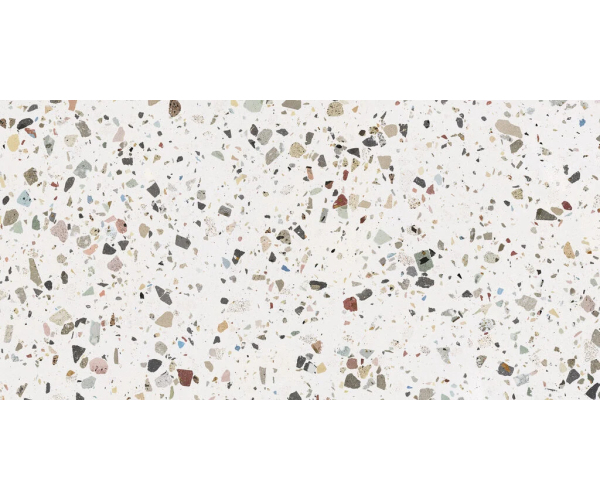Dlažba jako terrazzo Cifre Gemstone White Pulido Granilla 60x120 RC - bílá