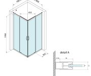 Bruckner Borg čtvercová Sprchová Zástěna 800x800x1950 Mm, čiré Sklo