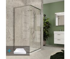 Mereo Kora Lite Sprchový Set: Sprchový Kout 90x90x185 Cm, Chrom Alu, Sklo čiré, 90 Cm,