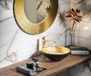 Sapho Murano Black-gold Skleněné Umyvadlo Na Desku, Průměr 40cm, Zlatá/černá