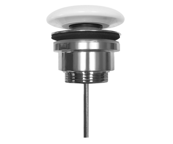 Kerasan Umyvadlová Výpust 5/4“, Click-clack, Velká Zátka, 5-65mm, Keramika Bílá