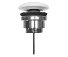 Kerasan Umyvadlová Výpust 5/4“, Click-clack, Velká Zátka, 5-65mm, Keramika Bílá