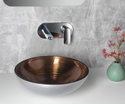 Sapho Murano Wenge Skleněné Umyvadlo Na Desku, Průměr 40cm, Měď/stříbrná