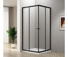 Aqualine Agga Black čtvercová Sprchová Zástěna 800x800mm, čiré Sklo