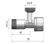 Arco Pračkový Ventil L-85 1/2"x3/4", Anticalc, Chrom