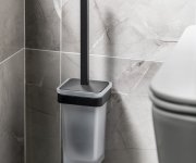 Gedy Samoa Wc štětka Závěsná, Mléčné Sklo, černá Mat