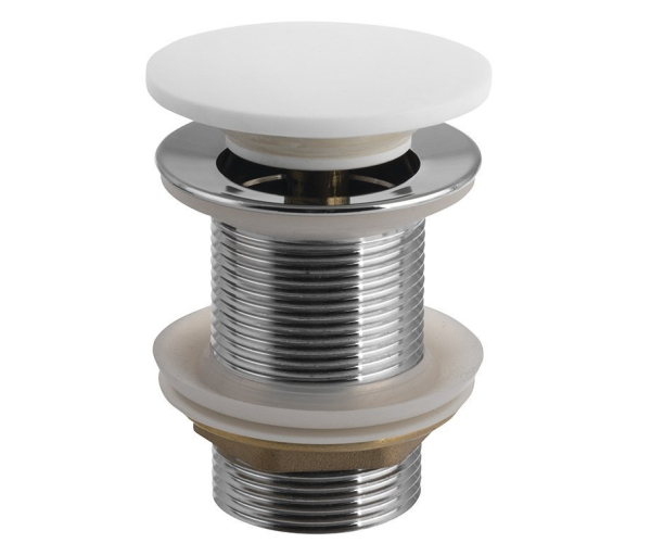 Sapho Thin Umyvadlová Výpust 5/4“, Click-clack, Rockstone Zátka, Bílá Mat