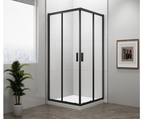 Polysan Easy Black čtvercová Sprchová Zástěna 800x800mm, čiré Sklo