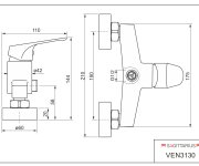 Venus, Sprchová Stěnová Baterie Bez Sprchové Sady, Rozteč 150 Mm VEN3130