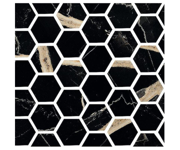 Mozaika jako kámen Fioranese Sound of Marbles Mosaico EXA Nero Fondo 30x30 Luc. Rett. - černá