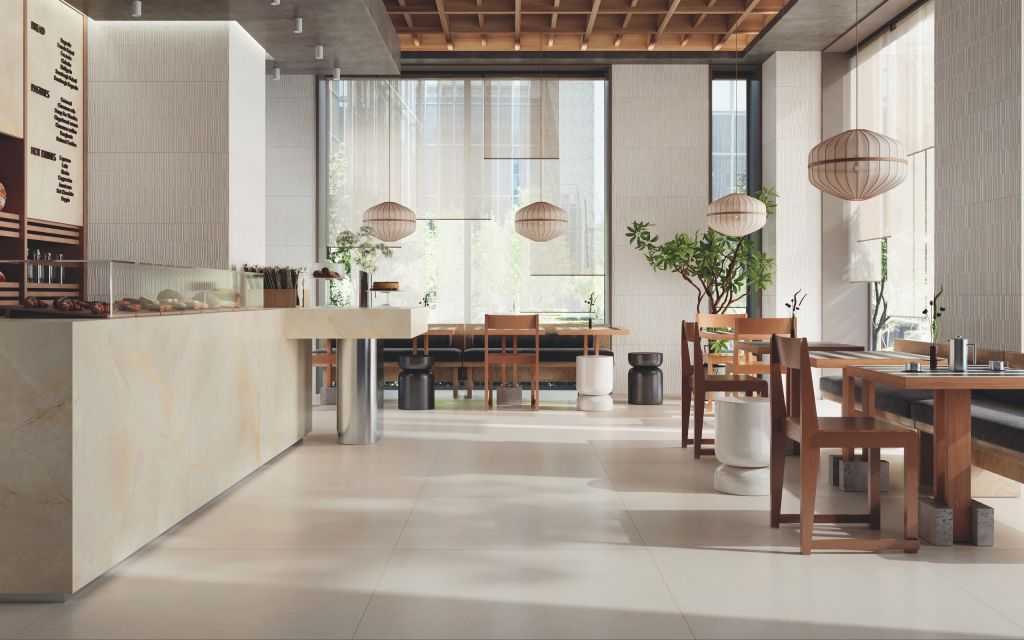 Realizace Gardenia La Geoteca – elegantní kamenný dekor v moderním interiéru