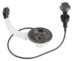 Bruckner Dřezová Výpust 6/4", S Přepadem A Ovládáním, Nerez/gun Metal