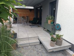 Výsuvná část terasy s 2cm dlažbou