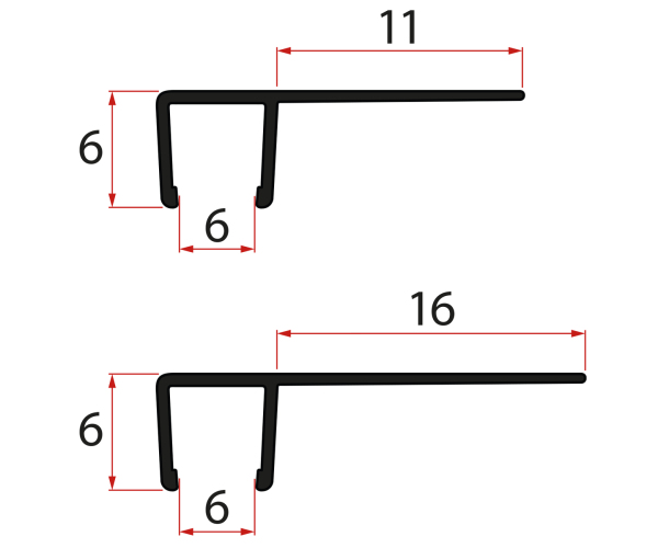 Gelco Set Svislých Těsnění Pro Sklo 6/6mm, 1900mm, černá (2ks)