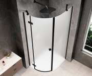 Polysan Globe Black čtvrtkruhový Sprchový Kout 800x900mm, Matné Sklo, Levé