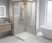 Gelco Luxor Gold Matt čtvercový Sprchový Kout 800x800mm, Rohový Vstup