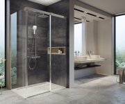 Sprchový sloup Termo 300 - TE 093.00CR/WH Sprchový sloup s termostatickou baterií, posuvný, se sprchovým setem, chrom/bílá X070099