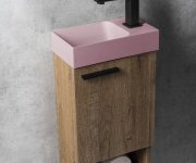 Sapho Piccolino Betonové Umývátko 30,8x17cm, Baterie Vpravo, Růžová Mat