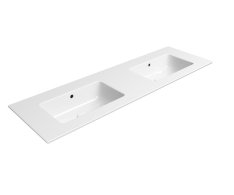 Gsi Pura Keramické Dvojumyvadlo Slim 142x46cm, Bez Otvoru, Bílá Extraglaze