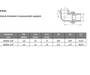 Radiátorové šroubení Kuželové (mosaz) Konus - Rohové - 3/8" 06350e-38