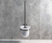 Sapho X-round Gun Metal Wc štětka Závěsná, Mléčné Sklo, Gun Metal