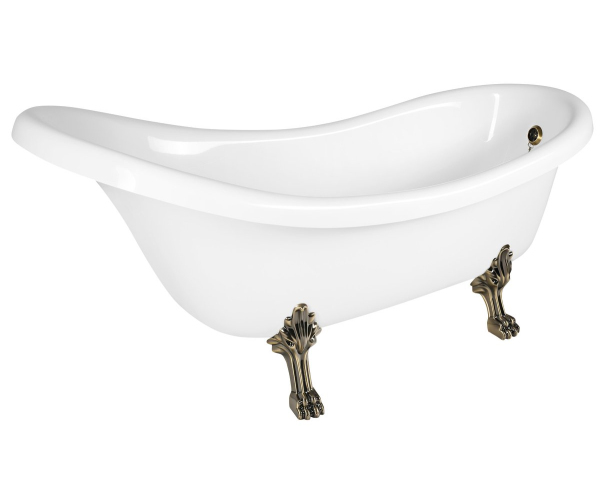 Polysan Retro Volně Stojící Vana 174,5x82x80,5cm, Bílá, Nohy Bronz