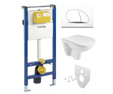 Mereo Wc Set - Rimless Wc Oblé, Modul Pro Sádrokarton, Bílé Oválné Tlačítko