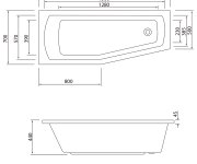 Aqualine Opava Vana 170x70x44cm, Levá, Bílá