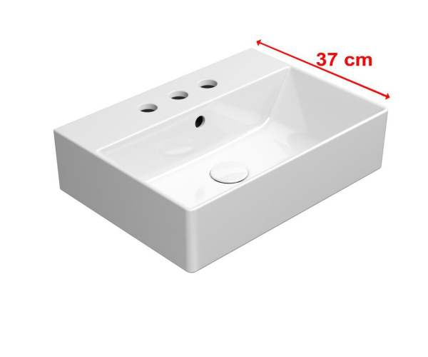 Gsi Kube X Keramické Umyvadlo 50x37cm, Broušená Spodní Hrana, 3 Otvory, Bílá Extraglaze