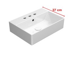 Gsi Kube X Keramické Umyvadlo 50x37cm, Broušená Spodní Hrana, 3 Otvory, Bílá Extraglaze