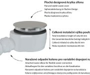 Polysan Vaničkový Sifon, Průměr 90mm, Dn40, Nízký, Krytka Nerez Lesk