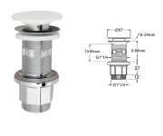 Silfra Impala Umyvadlová Výpust 5/4“, Click-clack, Rockstone Zátka, Bílá Mat