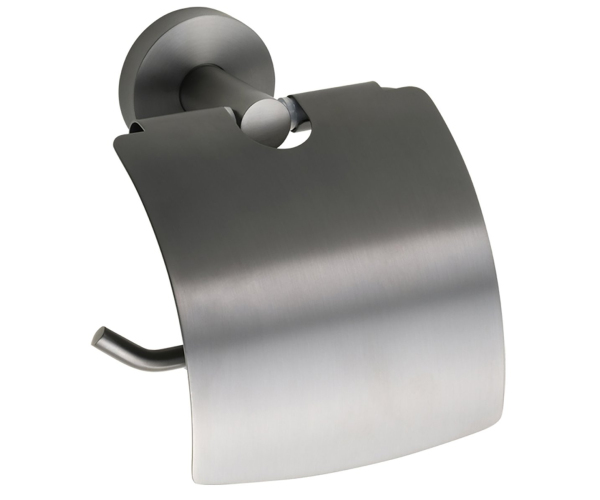 Sapho X-round Gun Metal Držák Toaletního Papíru S Krytem, Gun Metal