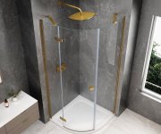 Polysan Globe Gold Matt čtvrtkruhový Sprchový Kout 800x800mm, čiré Sklo, Levé