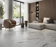 Dlažba jako mramor Navarti Brechialunar Azurro 120x120 SP Rett. - bílá