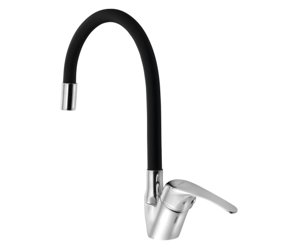 Aqualine Kasiopea 35 Stojánková Dřezová Baterie, Flexibilní Ramínko, Chrom/černá Mat