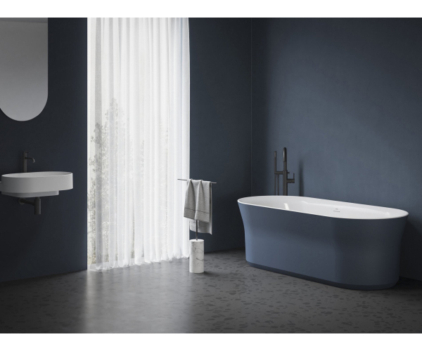 Vana Ypsilon - Vana Ypsilon 180x80, volně stojící, Deepsea Blue/bílá, krytka odtoku b